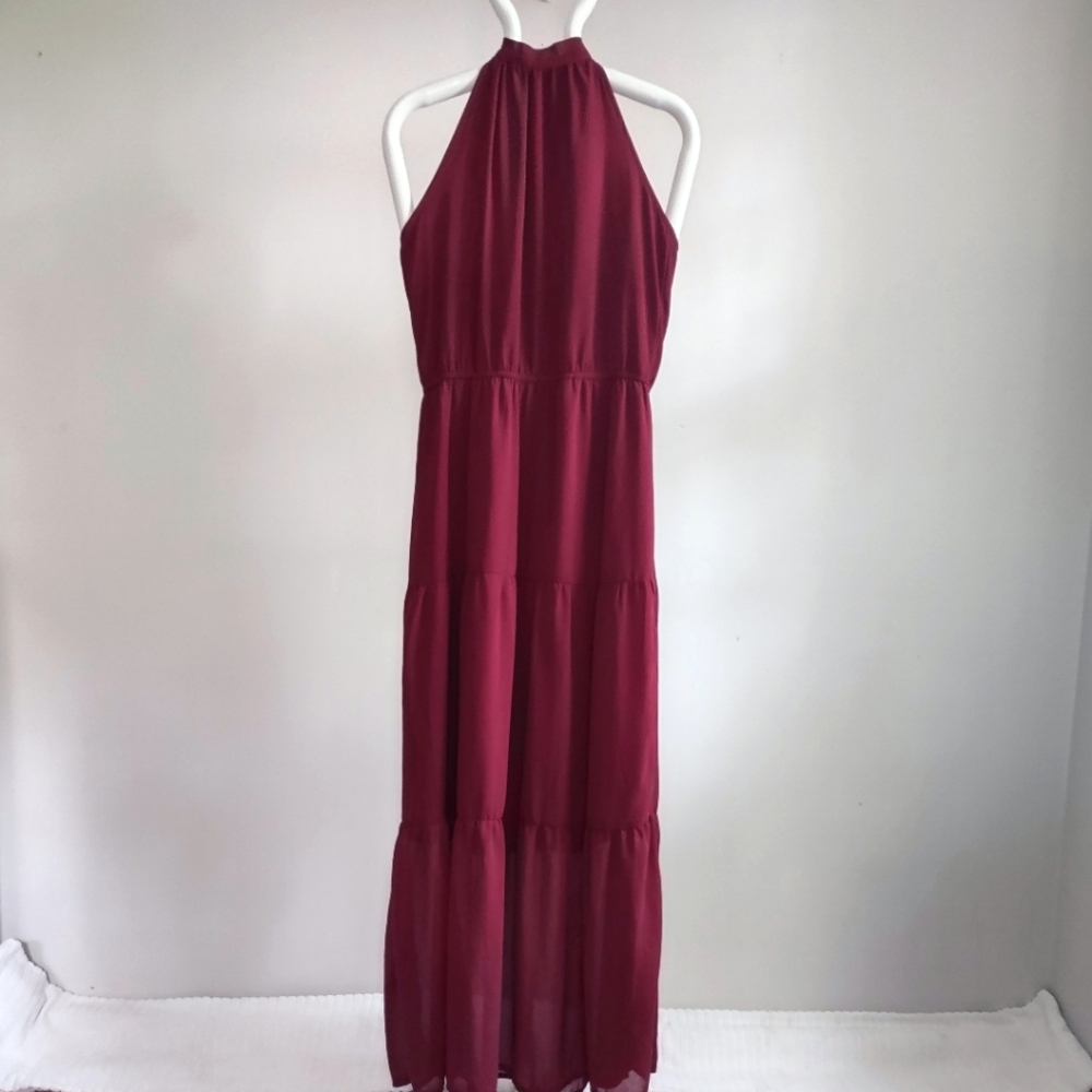NWT Pretty Garden Hi Lo Tiered Maxi Dress /Medium - Picture 2 of 10
